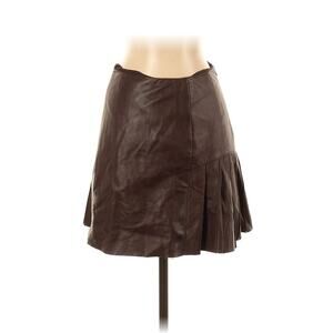 VTG douglas hannant Brown Leather Pleated Mini Skirt 2